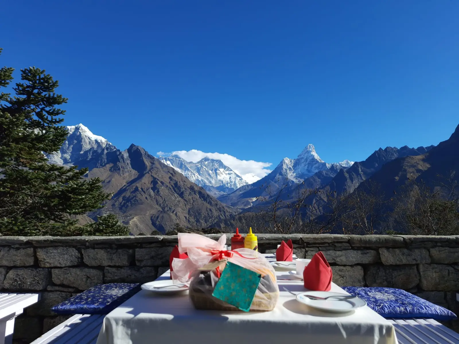 Breakfast table at Hotel Everest View