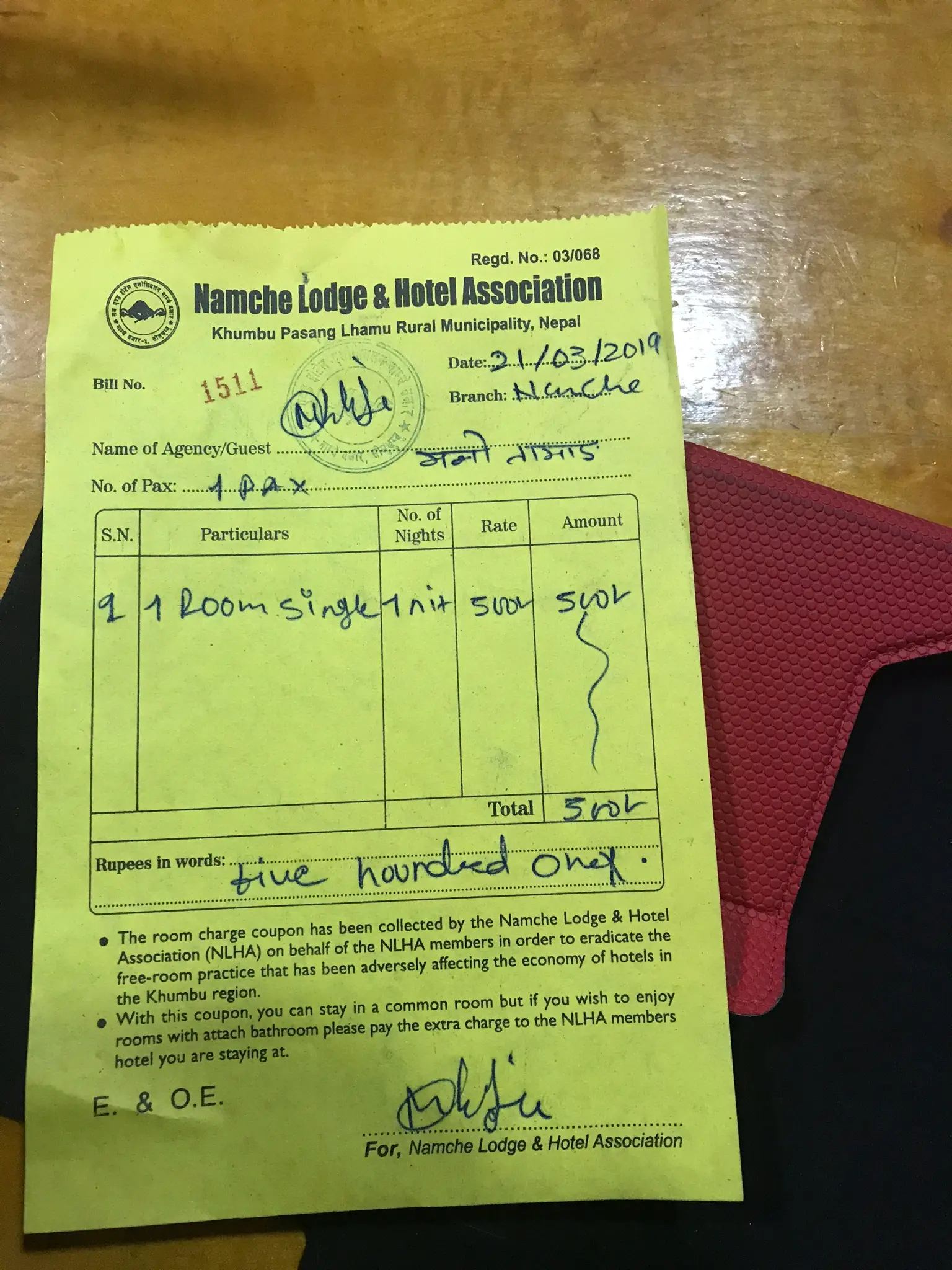 Old billing method at Everest Counters.