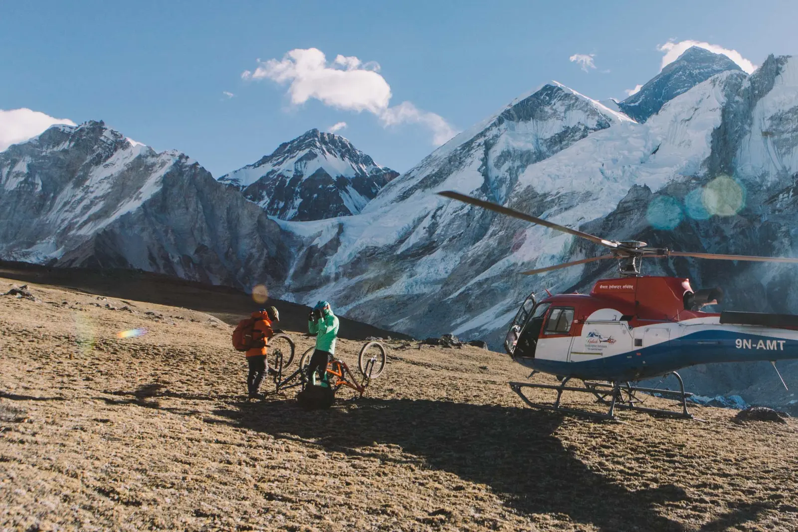Cyclist on top of Kala Patthar