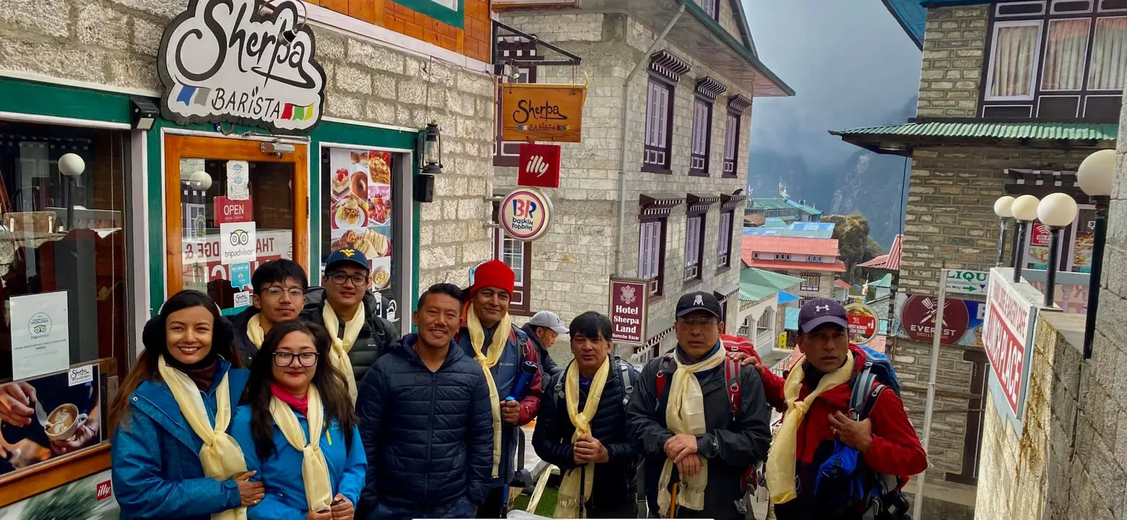 Domestic tourist in Namche, Sherpa Barista.