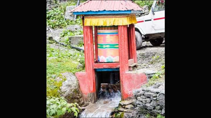 Prayer Wheels With Water Turbines