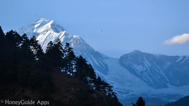 he Dhaulagiri icefall is a mass glacier on the south slope of the Annapurna Range between the peaks of Dhaulagiri I and Tukuche