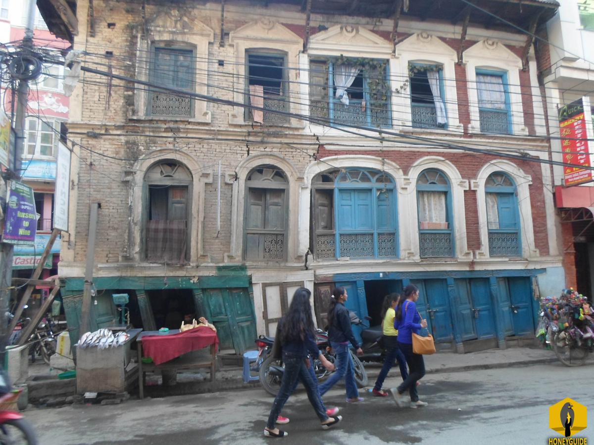 Funny things in Kathmandu. House about to fall apart in Kathmandu, Nepal. Disaster may occur anytime.