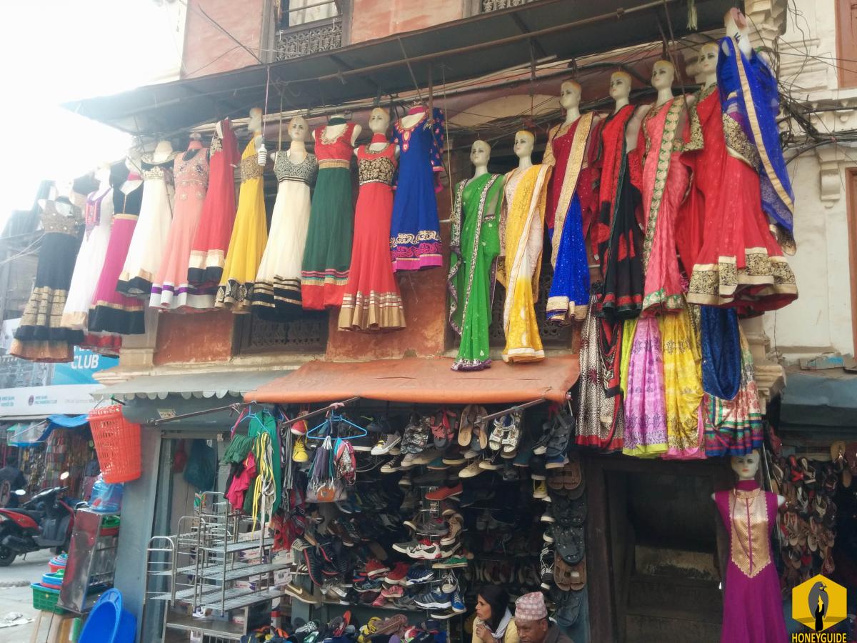 Funny things in Kathmandu. Hanging products for display in a store in Kathmandu.