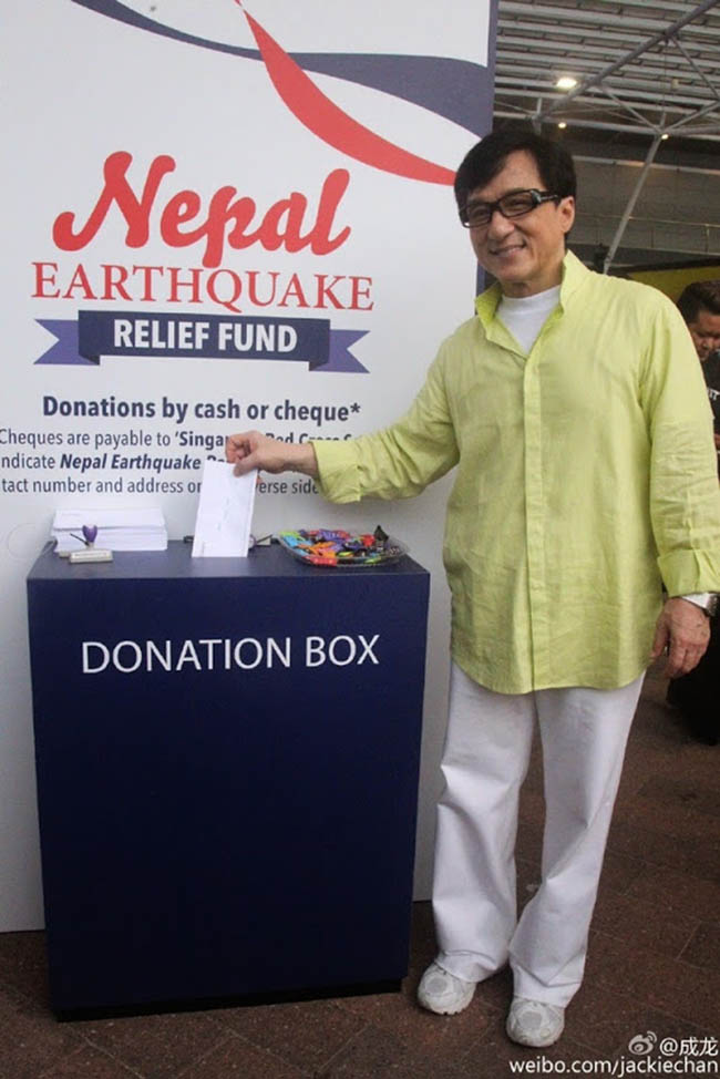 Jackie Chan attended a Nepal Earthquake Relief Fundraiser in Singapore