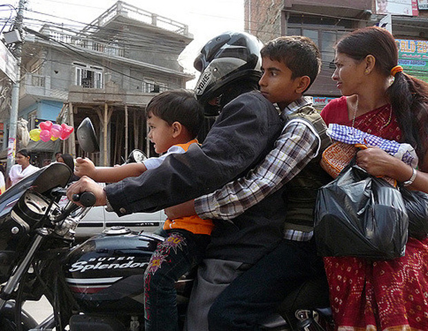 a family travelling together in Nepal