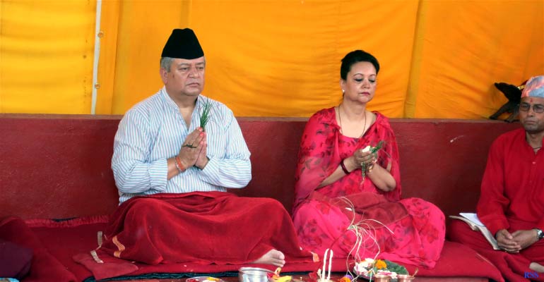 Chief of Army Staff Gaurav Shamser JB Rana perfomed the 'pooja' with established rituals .