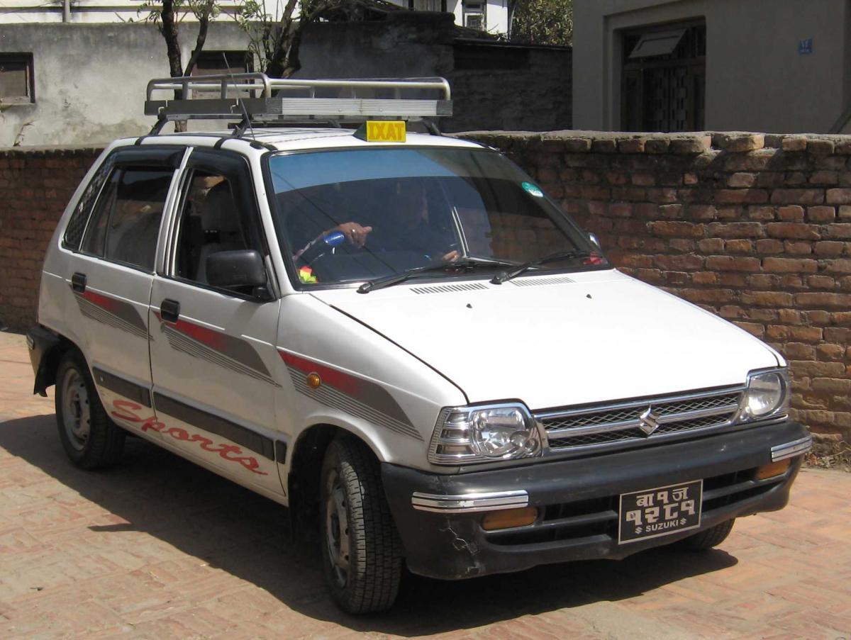 Taxi in Nepal are small and white and can be figured out easily.