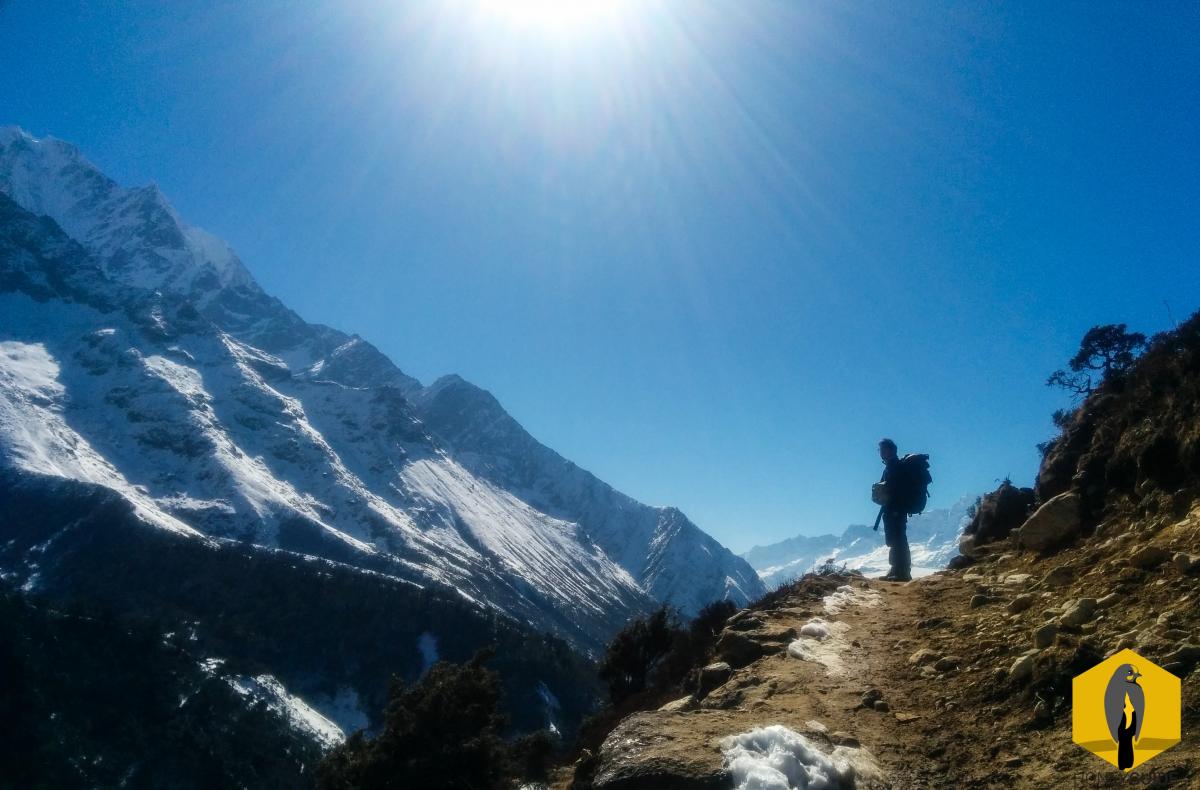 Trekking independently at the Everest region, Nepal.